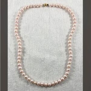Vintage 14K Gold Clasp 7mm Pink Pearl Necklace